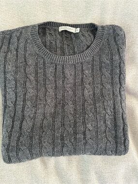 Suitsupply Gray Cable-Knit Crewneck Sweater